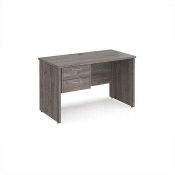 Maestro 25 straight desk 1200mm x 600mm with 2 drawer pedestal - Grey Oak Top with panel end leg - MP612P2GO