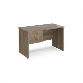 Maestro 25 straight desk 1200mm x 600mm with 2 drawer pedestal - Nebraska Oak Top with panel end leg - MP612P2NO
