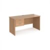 Maestro 25 straight desk 1400mm x 600mm with 2 drawer pedestal - Beech top with panel end leg - MP614P2B