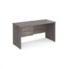 Maestro 25 straight desk 1400mm x 600mm with 2 drawer pedestal - Grey Oak Top with panel end leg - MP614P2GO