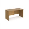 Maestro 25 straight desk 1400mm x 600mm with 2 drawer pedestal - Oak Top with panel end leg - MP614P2O