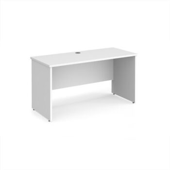 Maestro 25 straight desk 1400mm x 600mm - White Top with panel end leg - MP614WH