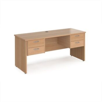 Maestro 25 straight desk 1600mm x 600mm with two x 2 drawer pedestals - Beech top with panel end leg - MP616P22B