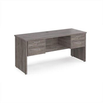 Maestro 25 straight desk 1600mm x 600mm with two x 2 drawer pedestals - Grey Oak Top with panel end leg - MP616P22GO