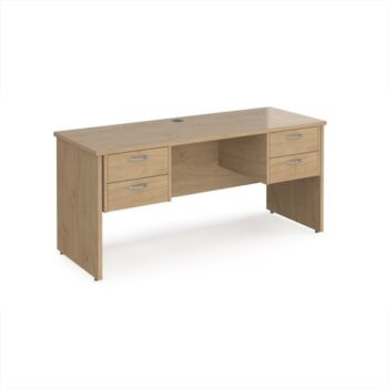 Maestro 25 straight desk 1600mm x 600mm with two x 2 drawer pedestals - Kendal Oak Top with panel end leg - MP616P22KO