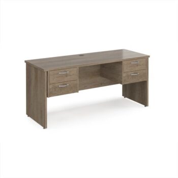 Maestro 25 straight desk 1600mm x 600mm with two x 2 drawer pedestals - Nebraska Oak Top with panel end leg - MP616P22NO