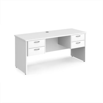 Maestro 25 straight desk 1600mm x 600mm with two x 2 drawer pedestals - White Top with panel end leg - MP616P22WH