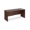 Maestro 25 straight desk 1600mm x 600mm with 2 drawer pedestal - Walnut top with panel end leg - MP616P2W