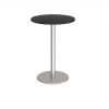 Monza circular poseur table with flat round brushed steel base 800mm - Black - MPC800-BS-BK