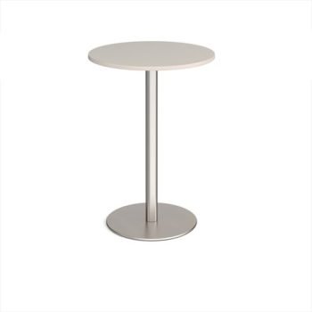 Monza circular poseur table with flat round brushed steel base 800mm - Light Grey - MPC800-BS-LG