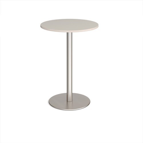 Monza circular poseur table with flat round brushed steel base 800mm - Light Grey - MPC800-BS-LG
