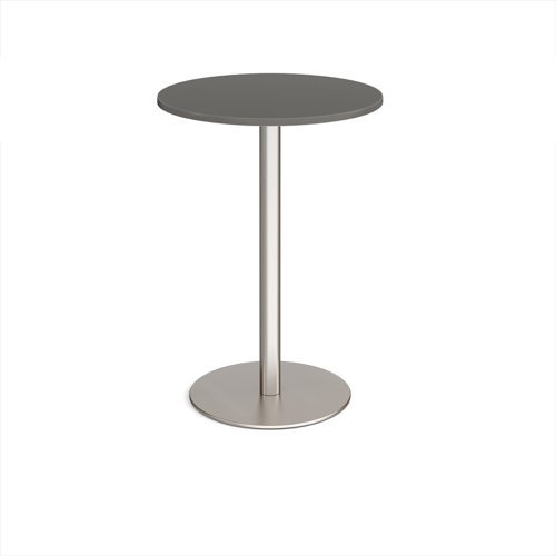 Monza circular poseur table with flat round brushed steel base 800mm - Onyx Grey - MPC800-BS-OG