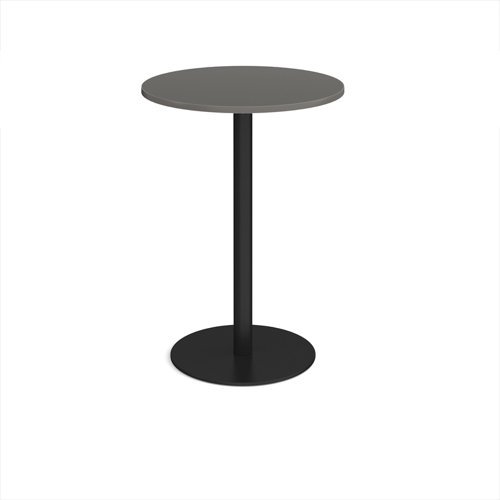 Monza circular poseur table with flat round black base 800mm - Onyx Grey - MPC800-K-OG