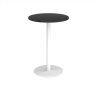 Monza circular poseur table with flat round white base 800mm - Black - MPC800-WH-BK