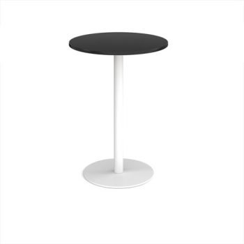 Monza circular poseur table with flat round white base 800mm - Black - MPC800-WH-BK