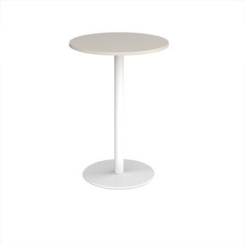 Monza circular poseur table with flat round white base 800mm - Light Grey - MPC800-WH-LG