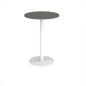 Monza circular poseur table with flat round white base 800mm - Onyx Grey - MPC800-WH-OG