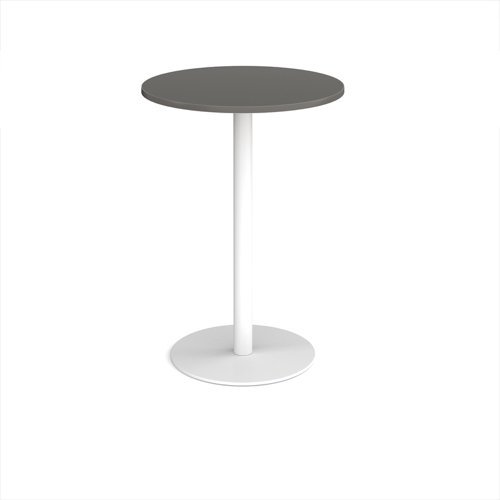 Monza circular poseur table with flat round white base 800mm - Onyx Grey - MPC800-WH-OG