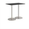 Monza rectangular poseur table with flat round brushed steel bases 1200mm x 800mm - Black - MPR1200-BS-BK