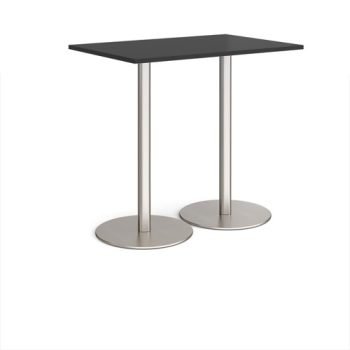 Monza rectangular poseur table with flat round brushed steel bases 1200mm x 800mm - Black - MPR1200-BS-BK