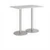 Monza rectangular poseur table with flat round brushed steel bases 1200mm x 800mm - Light Grey - MPR1200-BS-LG
