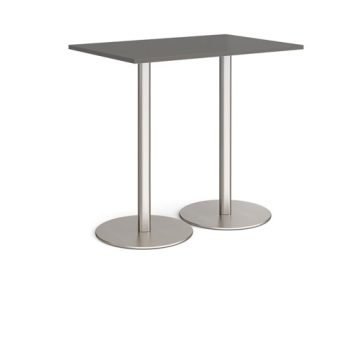 Monza rectangular poseur table with flat round brushed steel bases 1200mm x 800mm - Onyx Grey - MPR1200-BS-OG