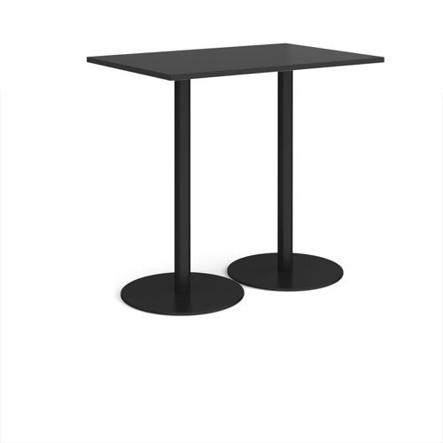 Monza rectangular poseur table with flat round black bases 1200mm x 800mm - Black - MPR1200-K-BK