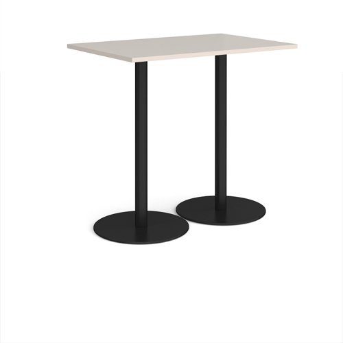 Monza rectangular poseur table with flat round black bases 1200mm x 800mm - Light Grey - MPR1200-K-LG