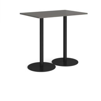 Monza rectangular poseur table with flat round black bases 1200mm x 800mm - Onyx Grey - MPR1200-K-OG