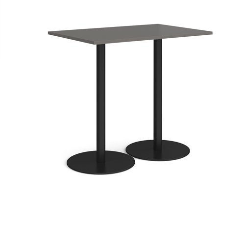 Monza rectangular poseur table with flat round black bases 1200mm x 800mm - Onyx Grey - MPR1200-K-OG