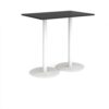 Monza rectangular poseur table with flat round white bases 1200mm x 800mm - Black - MPR1200-WH-BK