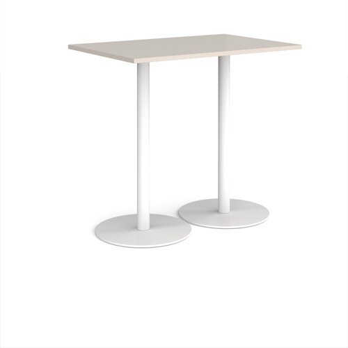 Monza rectangular poseur table with flat round white bases 1200mm x 800mm - Light Grey - MPR1200-WH-LG