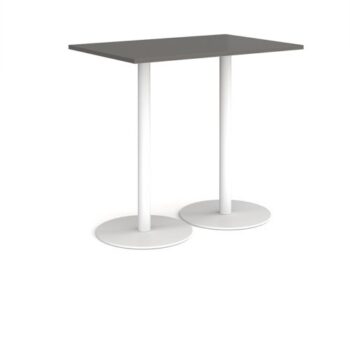 Monza rectangular poseur table with flat round white bases 1200mm x 800mm - Onyx Grey - MPR1200-WH-OG
