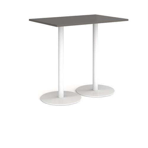 Monza rectangular poseur table with flat round white bases 1200mm x 800mm - Onyx Grey - MPR1200-WH-OG