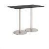 Monza rectangular poseur table with flat round brushed steel bases 1400mm x 800mm - Black - MPR1400-BS-BK