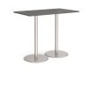 Monza rectangular poseur table with flat round brushed steel bases 1400mm x 800mm - Onyx Grey - MPR1400-BS-OG