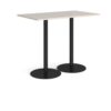 Monza rectangular poseur table with flat round black bases 1400mm x 800mm - Light Grey - MPR1400-K-LG