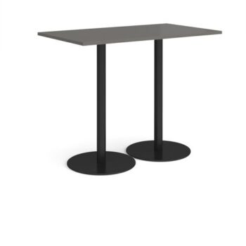 Monza rectangular poseur table with flat round black bases 1400mm x 800mm - Onyx Grey - MPR1400-K-OG