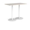 Monza rectangular poseur table with flat round white bases 1400mm x 800mm - Light Grey - MPR1400-WH-LG