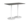 Monza rectangular poseur table with flat round white bases 1400mm x 800mm - Onyx Grey - MPR1400-WH-OG