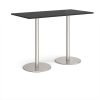 Monza rectangular poseur table with flat round brushed steel bases 1600mm x 800mm - Black - MPR1600-BS-BK