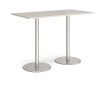 Monza rectangular poseur table with flat round brushed steel bases 1600mm x 800mm - Light Grey - MPR1600-BS-LG