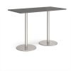 Monza rectangular poseur table with flat round brushed steel bases 1600mm x 800mm - Onyx Grey - MPR1600-BS-OG