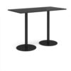 Monza rectangular poseur table with flat round black bases 1600mm x 800mm - Black - MPR1600-K-BK