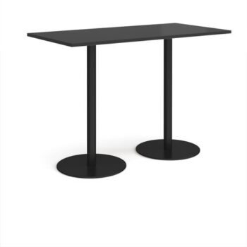 Monza rectangular poseur table with flat round black bases 1600mm x 800mm - Black - MPR1600-K-BK