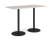 Monza rectangular poseur table with flat round black bases 1600mm x 800mm - Light Grey - MPR1600-K-LG