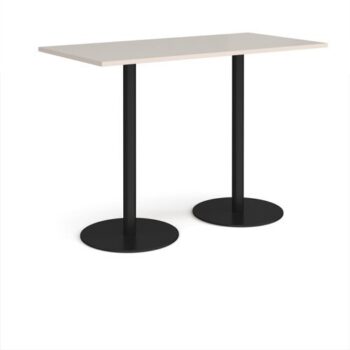 Monza rectangular poseur table with flat round black bases 1600mm x 800mm - Light Grey - MPR1600-K-LG