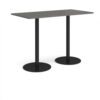 Monza rectangular poseur table with flat round black bases 1600mm x 800mm - Onyx Grey - MPR1600-K-OG