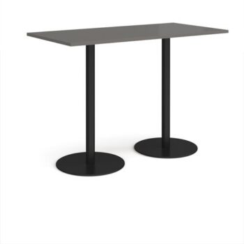 Monza rectangular poseur table with flat round black bases 1600mm x 800mm - Onyx Grey - MPR1600-K-OG