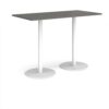 Monza rectangular poseur table with flat round white bases 1600mm x 800mm - Onyx Grey - MPR1600-WH-OG